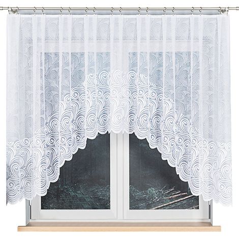 Kinga - Rideau jacquard prêt à poser avec fente en bas - 300 x 140 cm - blanc (1/5)