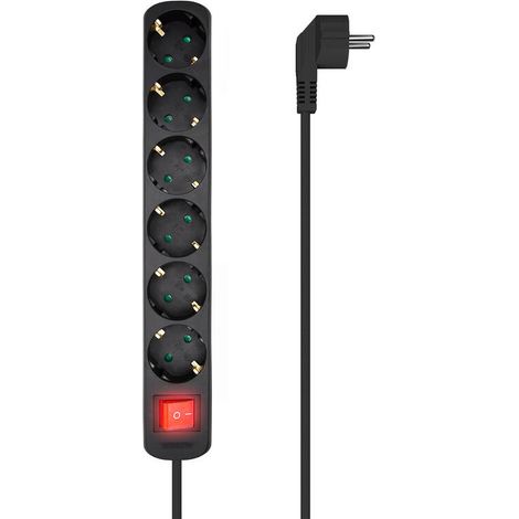 Regleta Enchufes 6 Tomas con Interruptor Aisens A154-0536 Negro (1,4 m) (1/3)