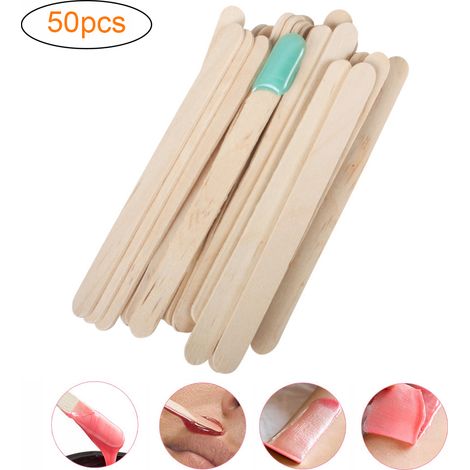 50 spatules en bois pour l'épilation à la cire, applicateurs de cire, outil professionnel pour le visage et les spas, abaisse-langue (1/5)