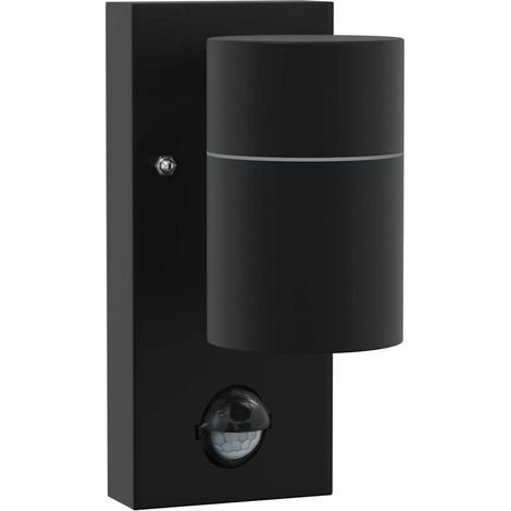Applique murale extérieure cylindrique 6,5 x 10,5 x 16 cm design moderne étanche durable en acier inoxydable noir