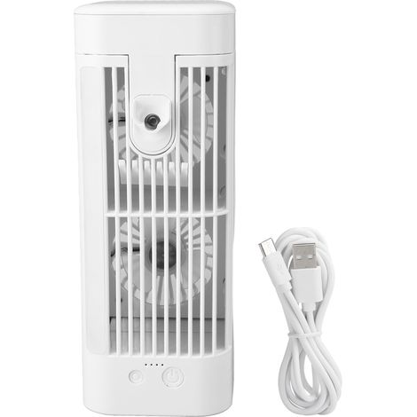 5-W-Tischventilator (5 V) mit 120-ml-Wassertank und Nachtlicht – bürstenloser Motor und Befüllung von oben