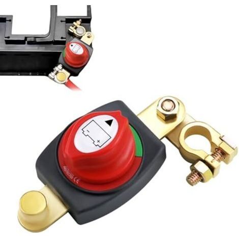 Coupe Circuit Batterie 12V/24V/48V, Réglable 180°Coupe Circuit Batterie Voiture, Top Post Coupe-Batterie, Commutateur de Déconnexion de Batterie, pour Voiture, Bateau, Camion, Moto (1/5)