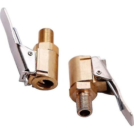 2 Piece Car Tire Valve Adapter 8mm Pump Nozzle Brass Inflator Valve Clip Clamp Connector Adapter For Car Or Truck Tire Qyroadwolf (1/5)