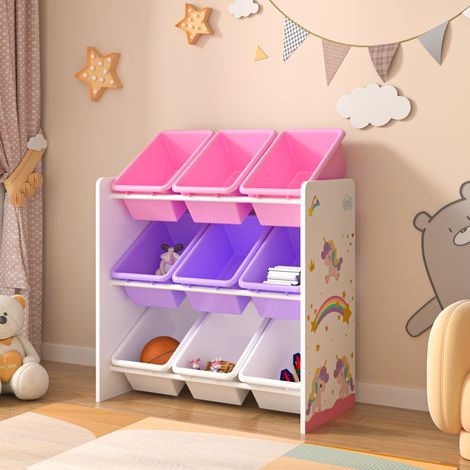 Kinderregal Muxía Einhorn-Motiv Weiß / Lila / Rosa [en.casa]