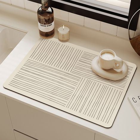 Alfombrilla para secar platos - Alfombrilla absorbente para encimera, para cafetera, escurridor de platos -(40×60 cm) (1/5)