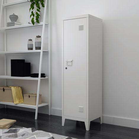 [En.Casa] – Armoire à casier métallique verrouillable 137 x 38 x 38 cm – 2 étagères – Porte à fermeture magnétique – Aérations pour circulation d'air