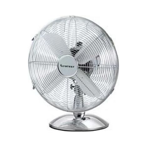 Syntesy ventilatore da tavolo in acciaio cromato 40 cm 60W 3 velocita' rotazione orizzontale inclinazione regolabile 4 pale in alluminio