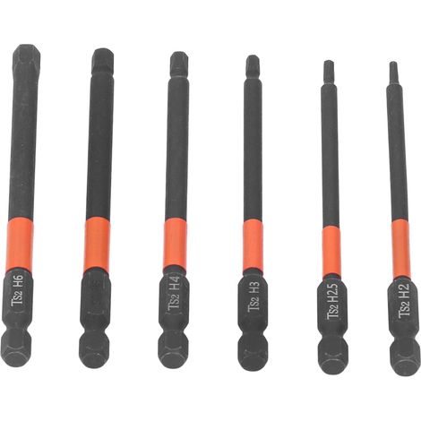 Set mit 6 Phillips-Schlagschrauberbits, 1/4-Zoll-Sechskantschaft, starker Magnet, schwarz, elektrischer Schraubendreher, Hochleistungszubehör. (1/5)