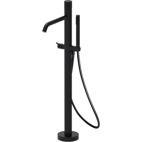 Miscelatore a pavimento per vasca Paffoni serie Jo JO032NO  Ottone - LIG030-con base incasso per fissaggio a pavimento - Nero opaco