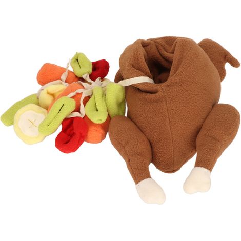 Jouet olfactif pour chien et chat – 4 pièces en tissu doux avec motifs Halloween (dinde rôtie, légumes), idéal pour stimuler l’odorat et le jeu (1/5)