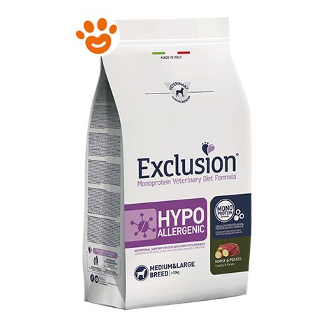 Exclusion Cane Hypoallergenic Medium e Large Breed 12 kg Cavallo e Patate (1/2)