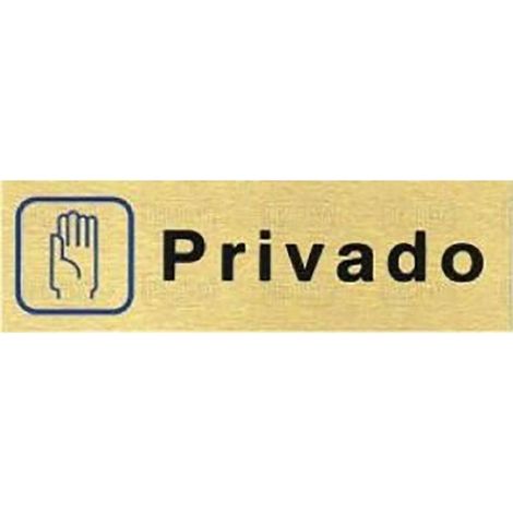 placa de señalización. aluminio. dorado metalizado. 150 x 45 mm