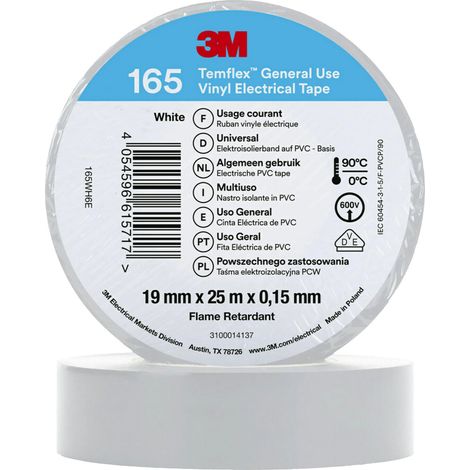 3M Temflex™ 165 165WH6E Isolierband Temflex™ 165 Weiß (L x B) 25 m x 19 mm 1 St.