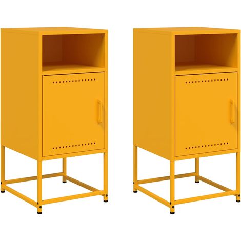 Maison Exclusive - Nachttische 2 Stk. Senfgelb 36x39x78 cm Stahl