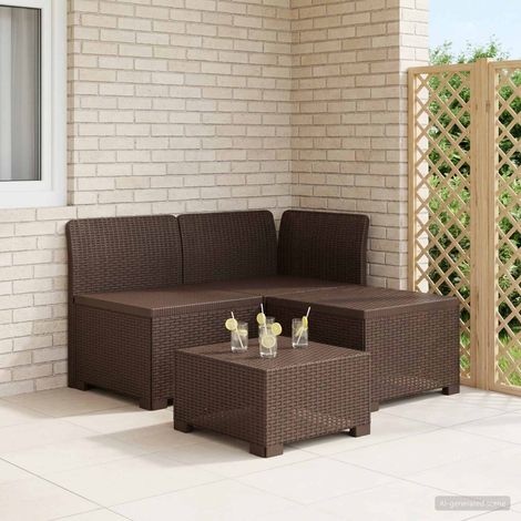 vidaXL Sofá de Jardín de 3 Plazas Look Ratan 3 plaza PP Marrón (1/5)