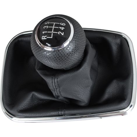 Pomello del cambio nero per VW Golf IV 97-03 + cuffia con cornice cromata, 6 marce, foro da 23 mm (1/5)