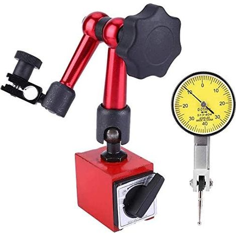 MIMOSON-Universal Dial Magnetic Holder, Adjustable Flexible Strong Magnetic Gauge with Base Holder Stand Digital Dial Indicator 0-0.8mm Handheld (1/5)