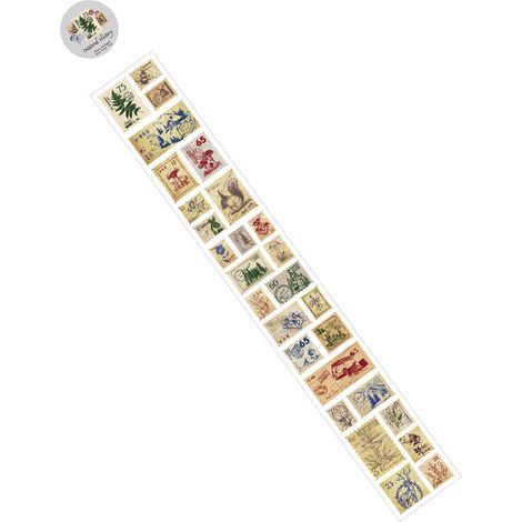 Ruban adhésif décoratif vintage à motifs de timbres-poste pour cahiers et carnets. (1/5)