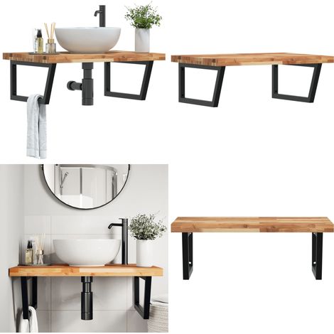 Waschbeckenregal Wandmontage Stahl und Akazienholz - Wandmontage - Akazienholz (1/5)