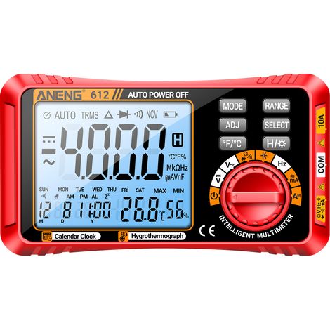 3-in-1 612 Intelligentes Digitalmultimeter: Temperatur- und Feuchtigkeitsmessung, 4000 Counts, professionelles Testgerät.