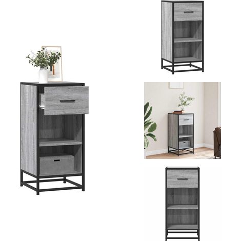Buffet sonoma gris 35,5x35x76 cm bois d'ingénierie et métal - Buffet - Buffets - Armoire De Rangement - Meuble De Rangement De Cuisine (1/5)