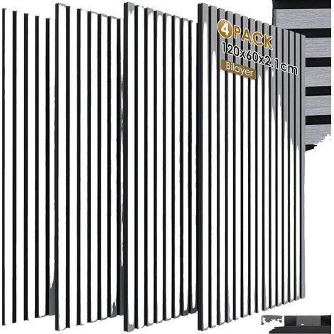 Panneaux Acoustiques, Design en Bois Absorbant le Son, Installation Facile, Chêne gris 4Pcs, 120 x 60 x 2.1cm-a (1/2)