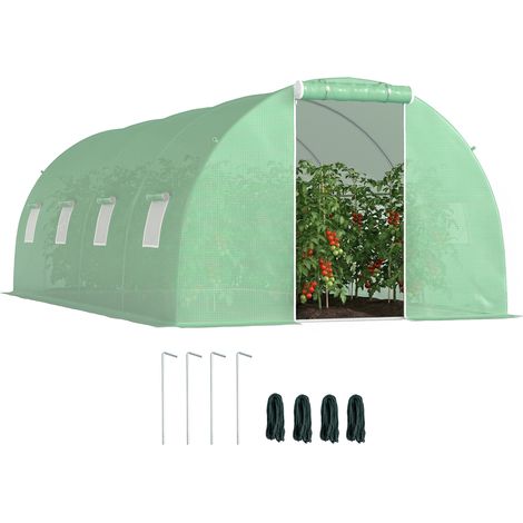 Serra accessibile 6x3x2 m – 8 finestre con zanzariere in plastica e acciaio – Verde