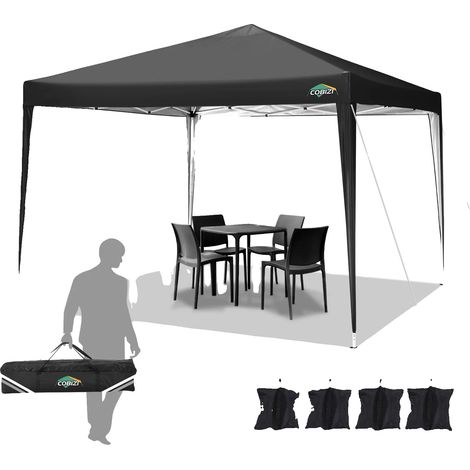 Carpa tipo toldo, de montaje instantáneo, impermeable con protección UV, color negro. (1/2)