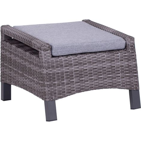 deVries ""MONTANA"" Fußhocker Garten-Hocker inkl. Polster 60x61x45 cm dunkelgrau