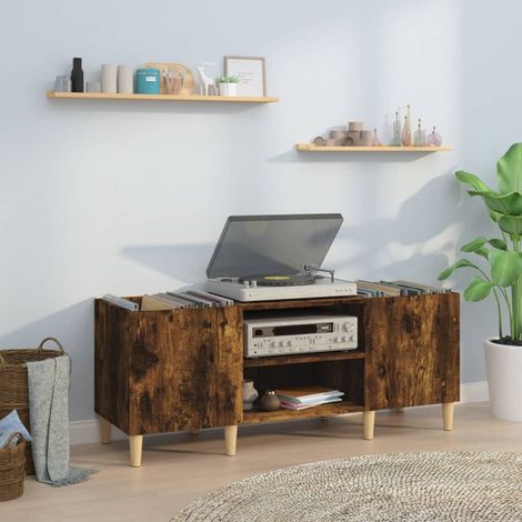 Meuble tourne-disque - vidaXL Armoire à disques chêne fumé 121x38x48 cm bois d'ingénierie - Meuble TV (1/5)