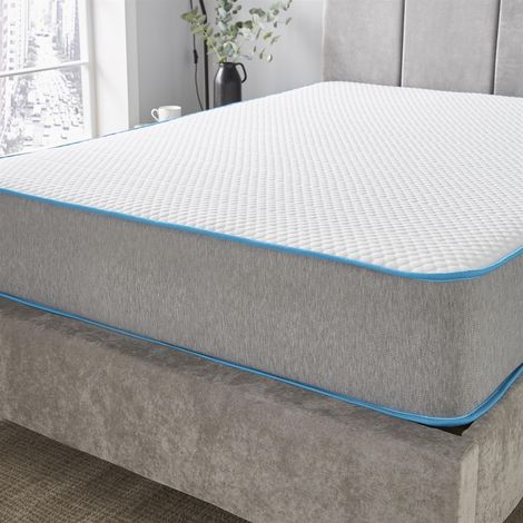 Starlight Beds - Memory foam open coil spring grey mattress. King Size Mattress: 150cm x 200cm (1/4)