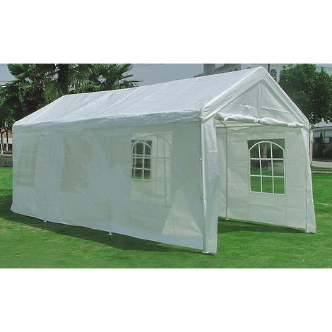 Pavillon 3 x 6 m, Farbe: weiß mit Seitenteilen,Stahl-Gestell