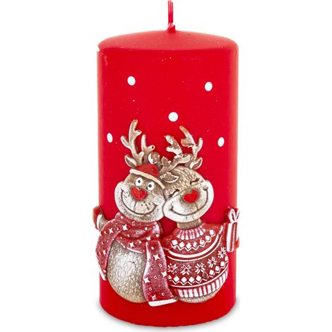 Rote Paraffin-Weihnachtskerze 17,5 x 7 x 7 cm