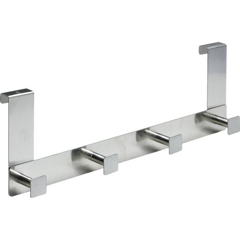 Hettich Türgarderobe 4 Haken 40,0 x 13,5 x 6,0 cm Edelstahl eckig Hakenleiste