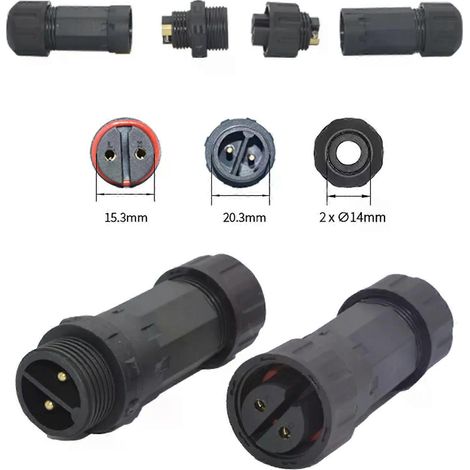 IP68 Wasserdichter elektrischer Anschlussdraht mit 2/3/4/5-poligem Außenstecker und geradem Schnellverschraubungsanschluss (1/4)