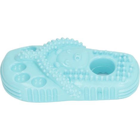 Jouet pour chien en TPR, en forme de pantoufle mignonne, résistant aux morsures, jouet pour nettoyer les dents des chiots, excellente idée cadeau, bleu paon. (1/5)