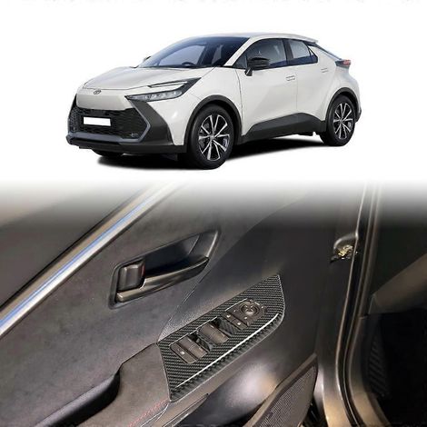 Pour Toyota CH-R CHR 2024 Plaque de commande en fibre de carbone et verre Accessoires de levage Pièce automobile extérieure 4 pièces LHD ( Noir) (1/5)