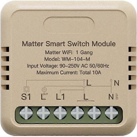 Module de relais intelligent Tuya WiFi Matter avec minuterie, commande vocale via application et télécommande. Compatible avec Alexa et Google Home. (1/5)