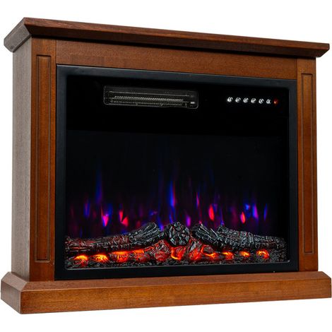 HOMAVO 23'' Elektrokamin mit Heizung - 1000W / 2000W - 3D Flammenfarben - Timer - inklusive Schrank