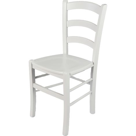 T M C S – Chaise Venezia en bois de hêtre laqué blanc – Assise en bois – Hauteur 88 cm – Confort optimal pour cuisine et salle à manger (1/5)