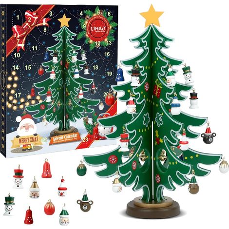 Kaelt - Calendrier de l'Avent, Mini Sapin de Noël en Bois pour Decorations Noel Table Cadeaux Enfants (1/5)