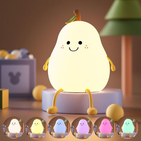 Veilleuse mignonne en pour enfants lampe poire à intensité variable rechargeable par USB 7 couleurs bébé et tout petit Silicone (1/4)