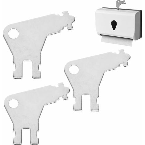 Lot De 3 Clés Universelles pour Distributeur Papier Toilette Clé Métallique De Remplacement pour Distributeur Serviette Papier Et Essuie-Mains Compatible 50504 (1/5)