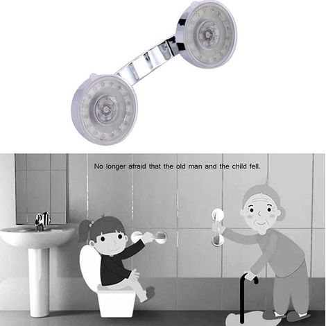 Poignées à ventouses, poignées de porte à ventouses blanches, poignées à ventouses portables, poignées de porte de cabine de douche pour salles de bains, fenêtres et portes (1/3)