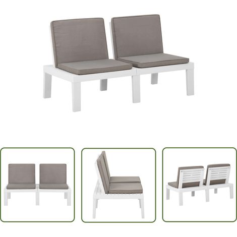 FIMEI Banc de salon de jardin avec coussin Plastique Blanc (1/5)