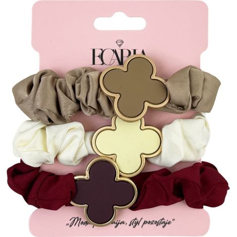 Set di elastici per capelli con spilla a forma di quadrifoglio su un distintivo (3 pezzi). (1/2)