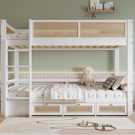 Letto a castello bambini con cassetti rattan OKMYHOME (1/5)