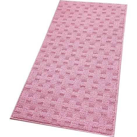 Tappeto Bagno Morbido Assorbente Antiscivolo 3D Intrecciato Scendiletto Lavabile 45x75 Cm - Rosa