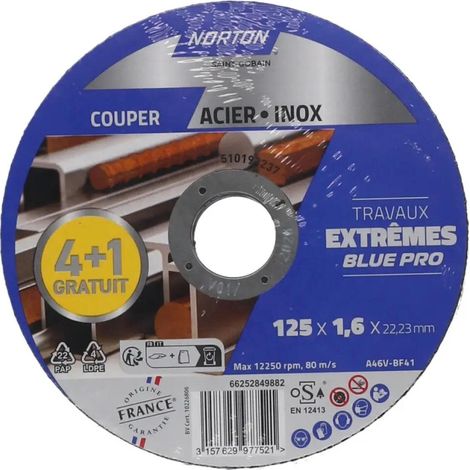 Satz mit 4+1 NORTON 125x1,6 Stahl-/Edelstahlscheiben NORTON