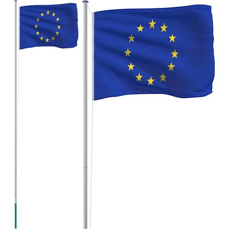 Mástil y bandera de Europa aluminio 6,08 m vidaXL